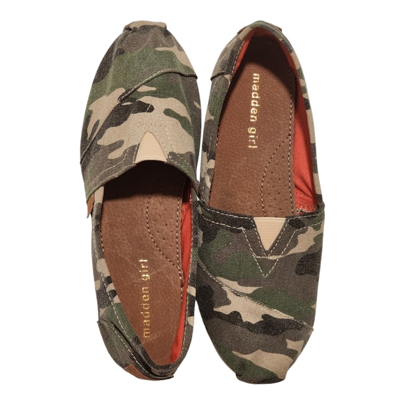 Madden Girl Shoes - Madden Girl Women's Slip-On Shoes, Gloriee Style Flats, Camo Orange, Siz…